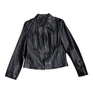 MODA Genuine Leather Vintage Y2K Black leather Casual Jacket Womens Medium